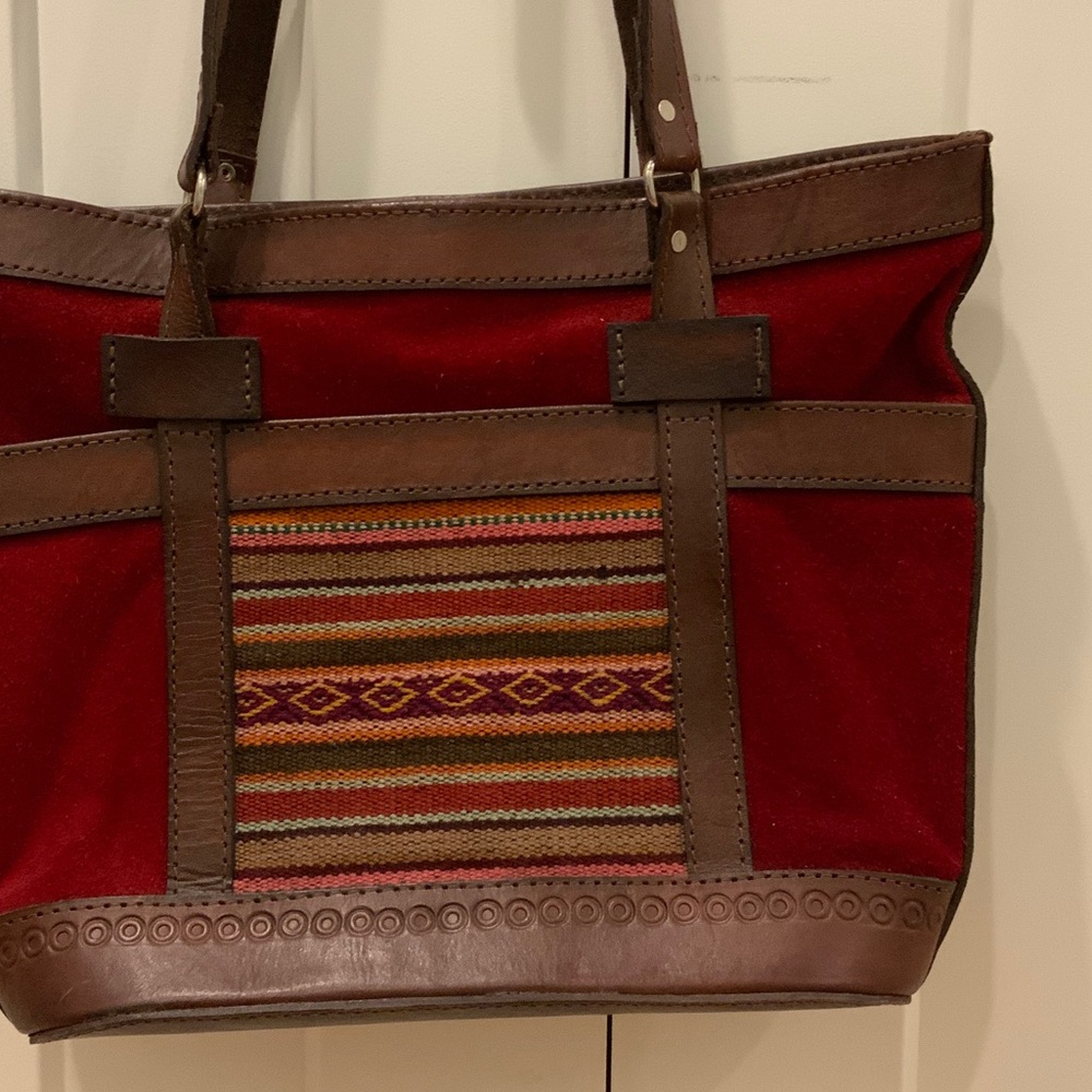 Vintage Bolivian Leather & Suede Handbag